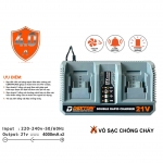 Sạc Đôi 21V Dekton M21-S40x2PLUS ( 2 Quạt Tản Nhiệt & Chuông Báo )