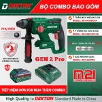 Combo máy khoan bê tông Pin 21V Dekton M21-RH2603CP antikick back