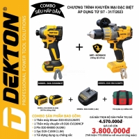COMBO máy khoan120Nm và chuyên vít 230Nm DEKTON D20 khuyến mãi lớn trong tháng 7