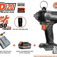 Combo  Máy Siết Bulong Pin Dekton D20-IW550PRO ( Chân Pin D20 Dewalt )