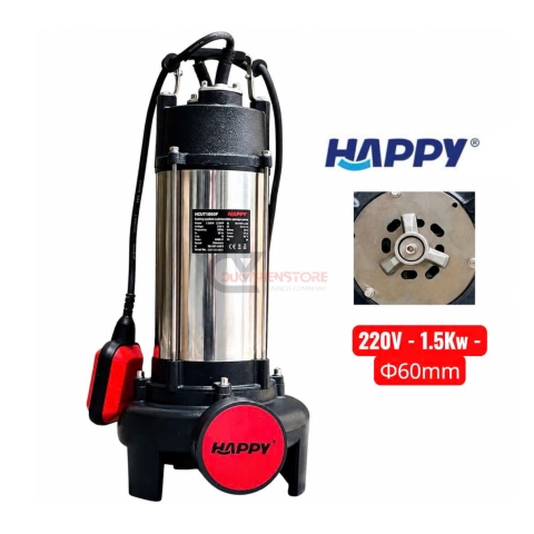 Bơm chìm nước thải 1.5Kw Happy HCUT1500F lưỡi cắt rác