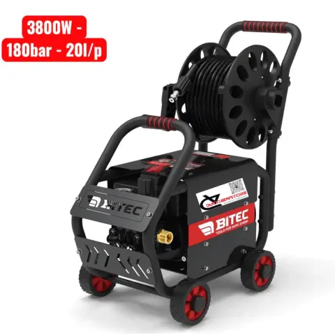 Máy xịt rửa áp cao 3800W Bitec BT38BK rulo xe đẩy