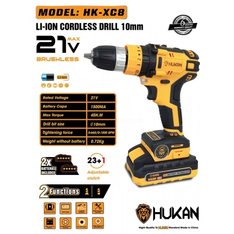 COMBO máy khoan Pin 10mm HUKAN HK-XC8 3 chức năng 