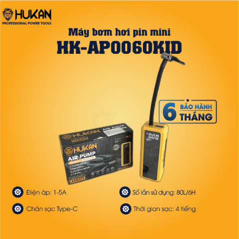 Máy bơm hơi pin mini HUKAN HK-AP0060KID