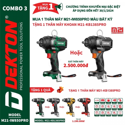 Khuyến Mãi Máy Siết Bulong Pin Dekton M21-IW850Pro ( Trong Tháng 1/2024  )