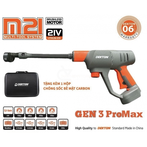 Máy rửa xe Pin 21V Dekton M21-SRX1405PROMAX Gen 3 Brushless