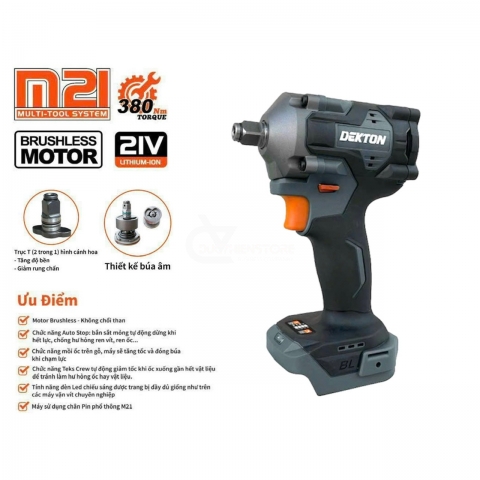Máy siết Bulong Pin 21V Dekton M21-IW380PLUS Auto Stop