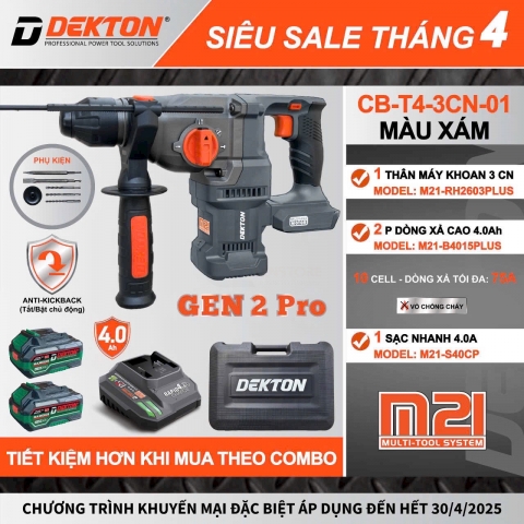 Combo máy khoan động lực Pin 21V Dekton M21-RH2603Plus hammer