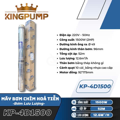 Máy bơm hoả tiễn 1.5kW Kingpump KP-4D1500 