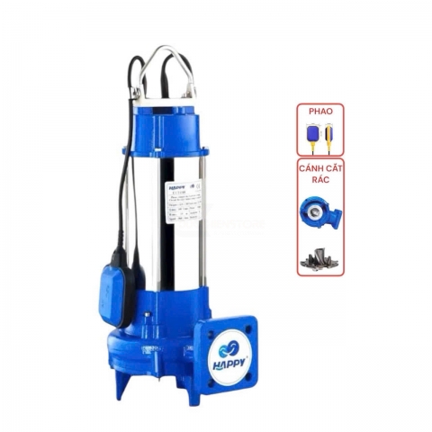 Máy bơm chìm nước thải 1.1kW Happy HCT1100 lưỡi cắt rác & phao