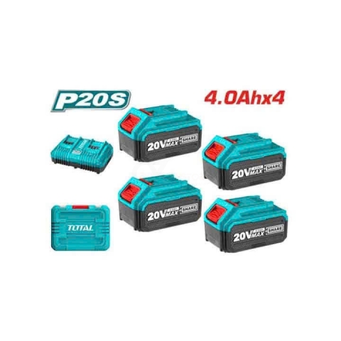 Bộ 4 pin 4.0Ah Total TFBCLI20244 ( 20V*4.0Ah kèm sạc đôi )