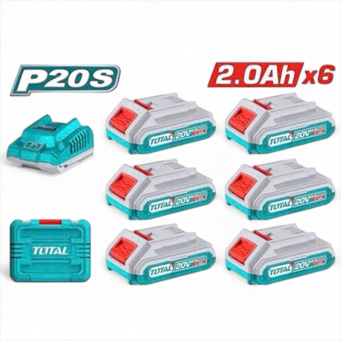 Bộ 6 pin 2.0Ah Total TFBCLI20611 ( 20V*2.0Ah kèm sạc nhanh )