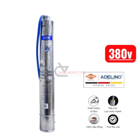 Bơm hỏa tiễn cột áp 64m Adelino 4SA12/12-2.2P ( 3 pha 380V 3.0Hp )