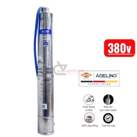 Bơm hỏa tiễn cột áp 83m Adelino 4SA12/16-3P ( 3 pha 380V 4.0Hp )