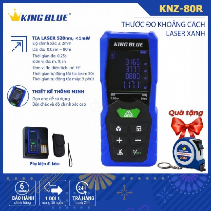 Thước đo khoảng cách 80m Kingblue KNZ-80R tia xanh