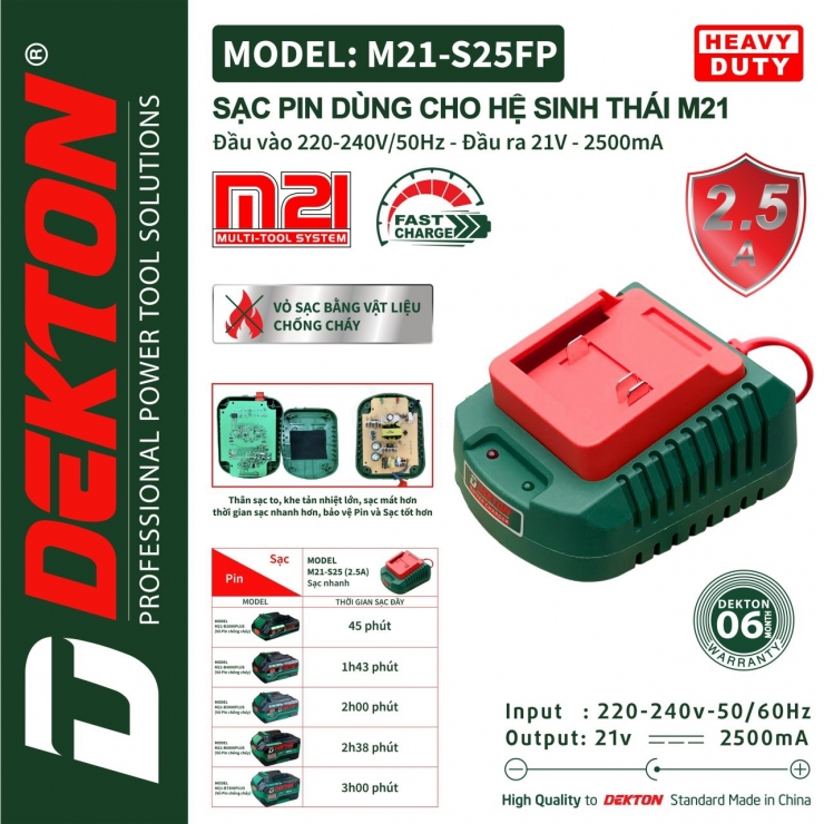 Thân Máy Khoan Động Lực Dùng Pin 21V Dekton M21-KB1385PRO 