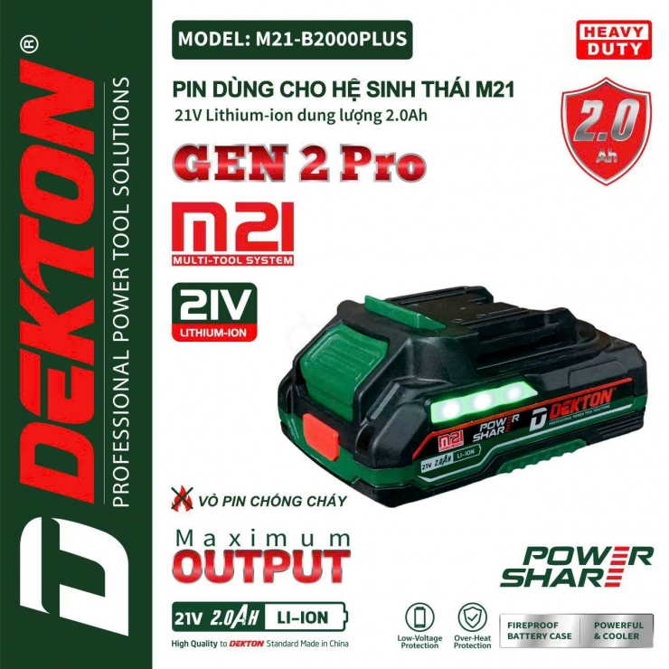 Máy Chuyên Vít Pin 230Nm Dekton M21-CV230NCP dòng compact nhỏ gọn