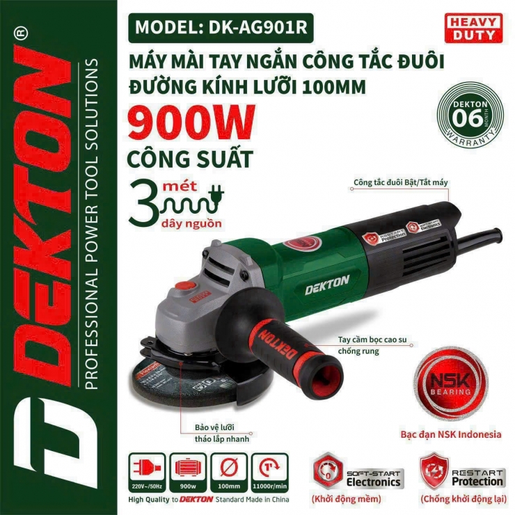 Máy Mài Góc Điện Dekton DK-AG1750 ( tay dài công tắc bóp )