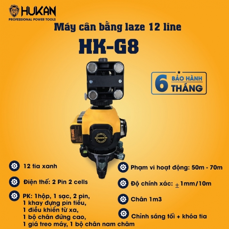 Máy Cân Bằng Laser Hukan HK-G8  ( 12 Tia Xanh Siêu Sáng )