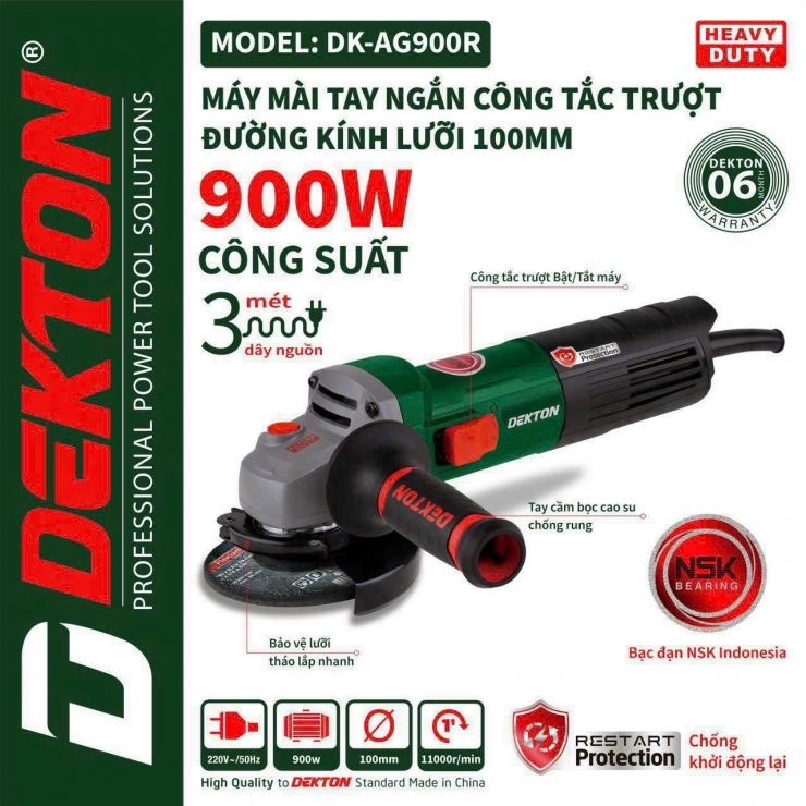 Máy Mài Góc Điện Dekton DK-AG1750 ( tay dài công tắc bóp )