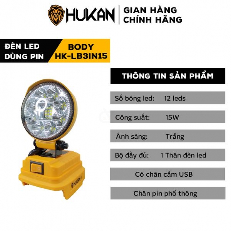 Thân đèn Hukan HK-LB3IN15  27W 16 bóng ( Chưa Pin & Sạc )