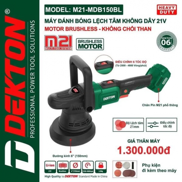 Máy đánh bóng Pin 21V Dekton M21-MBD150BL Brushless