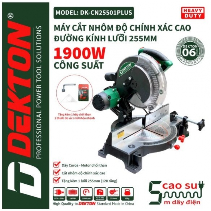 Máy cắt nhôm 255mm Dekton DK-CN25501PLUS  1900W ( kèm lưỡi )
