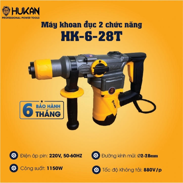 Máy Khoan Đục 2 Chức Năng Hukan HK 6-28T