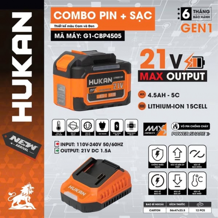Bộ pin sạc 4.5Ah Hukan G1-P4505 ( 15 cell )
