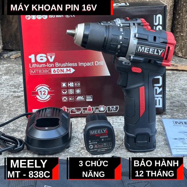 Máy khoan Pin 16V MEELY MT838C Brushless ( bộ )