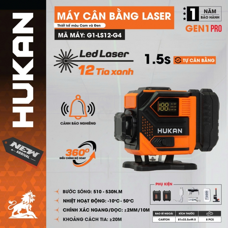 Máy cân mực 12 tia xanh Hukan G1-LS12-G4