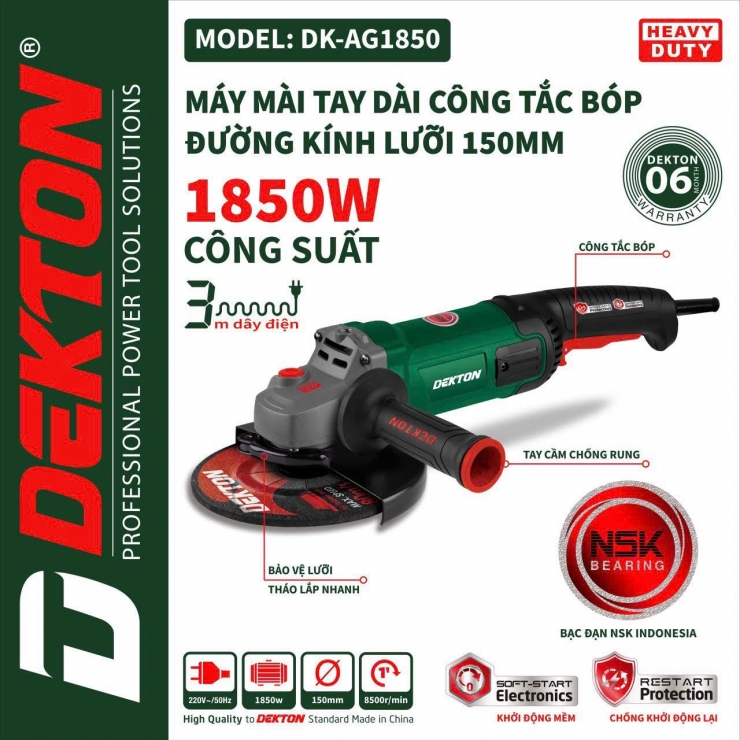 Máy Mài Góc Điện Dekton DK-AG1750 ( tay dài công tắc bóp )