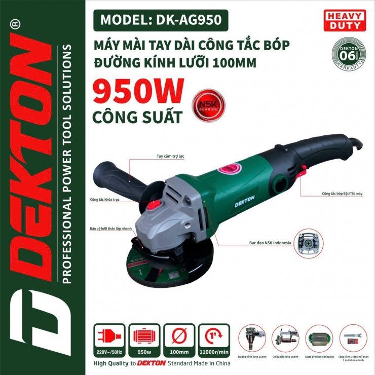 Máy mài góc DekTon DK-AG950D (Công tắc đuôi)