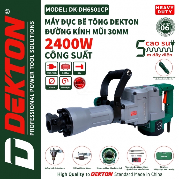Máy đục bê tông 30ly DEKTON DK-DH6501CP