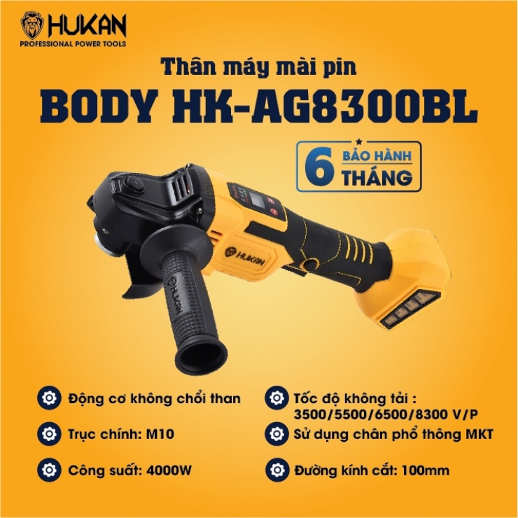 Combo Máy Mài Góc Dùng Pin Hukan HK-AG8300BL