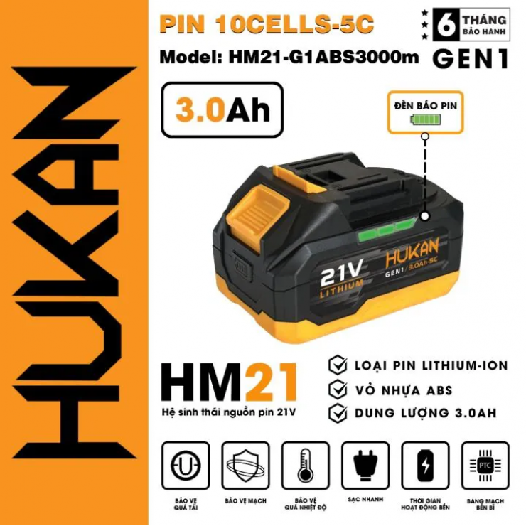 Máy mài Pin 21V Hukan G1-AGS6400 Brushless