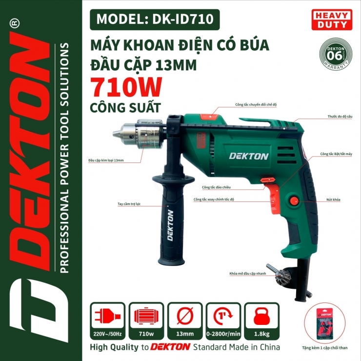 Máy khoan điện 710W Dekton DK-ID710