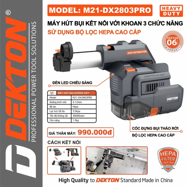 Thân khoan bê tông Pin 21V Dekton M21-RH2803PRO & XPRO ( chưa Pin & Sạc )