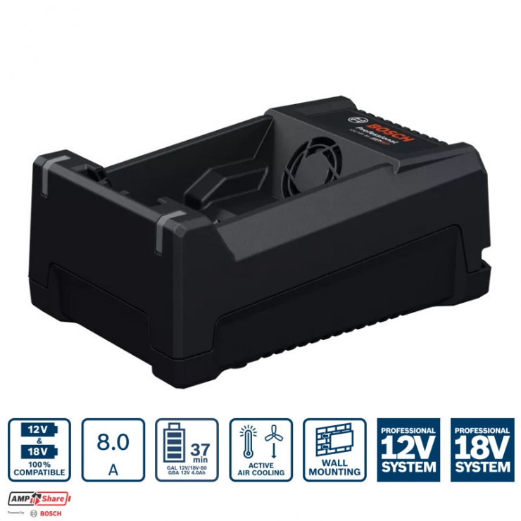 Đế sạc nhanh 12V và 18V Bosch GAL 12V/18V-80 Professional