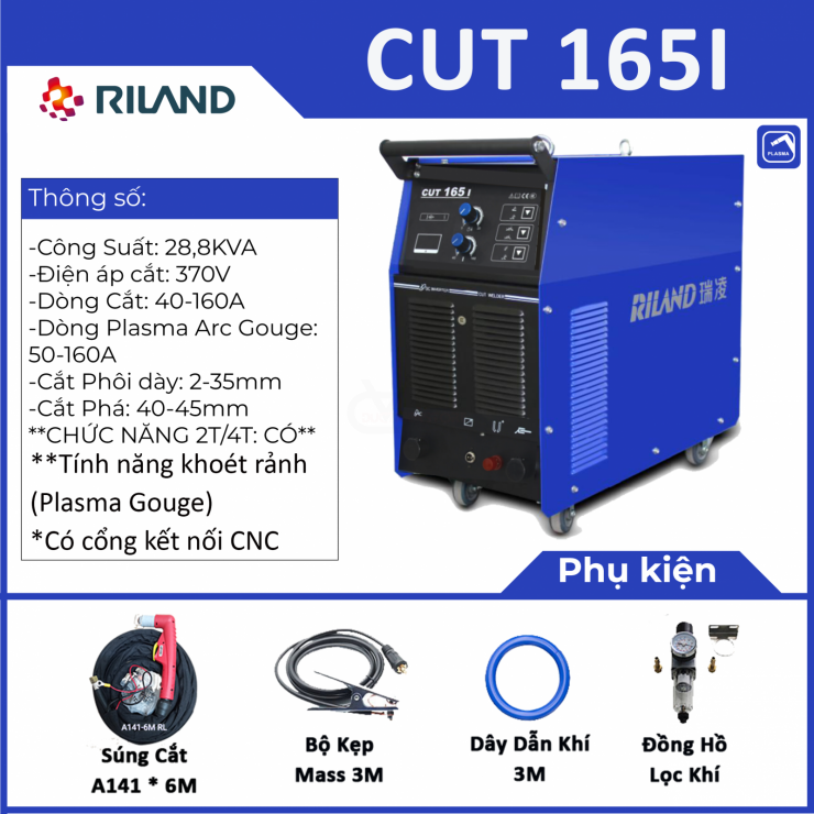 Máy cắt Plasma 45mm Riland CUT 165I Professional 