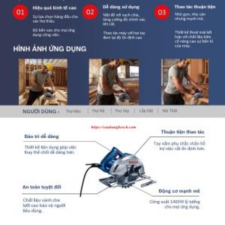 Máy cưa gỗ 1400W Bosch GKS 140 Professional