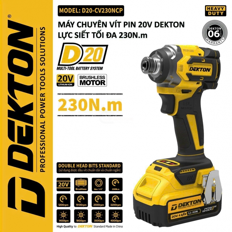 COMBO máy khoan120Nm và chuyên vít 230Nm DEKTON D20 khuyến mãi lớn trong tháng 7