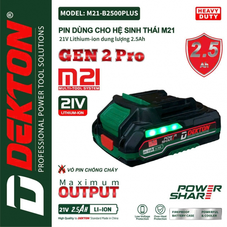 Máy cắt gỗ ray trượt Pin 21V Dekton M21-CGT140BL Brushless