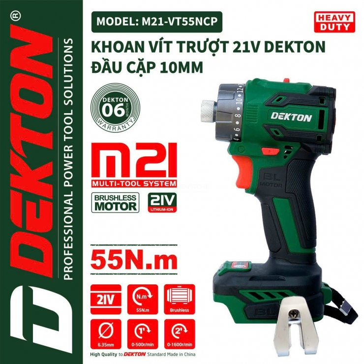 Thân Máy Siết Vít Trượt Pin Dekton M21-VT50CP ( Chưa Pin & Sạc )