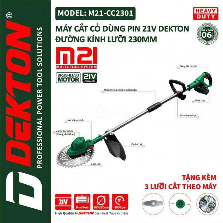 Thân Máy Cắt Cỏ Dùng Pin Dekton M21-CC2302 ( Chưa Pin & Sạc )