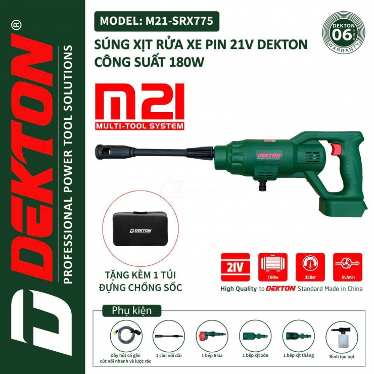 Máy rửa xe dùng Pin 21V Dekton M21-SRX775