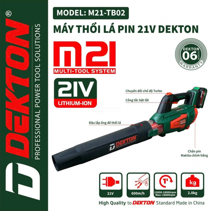 Thân Máy Thổi Dùng Pin Dekton M21-TB01 ( chưa Pin & Sạc )