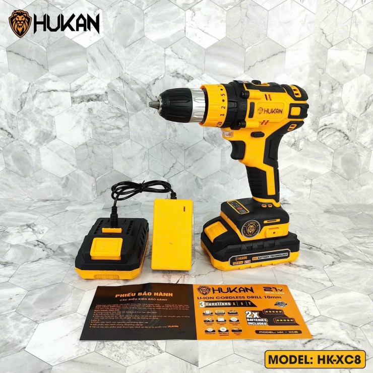 COMBO máy khoan Pin 10mm HUKAN HK-XC8 3 chức năng 