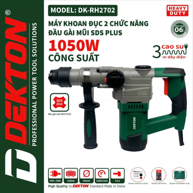 Máy khoan và đục 14mm Dekton DK-RH2702 dòng hammer