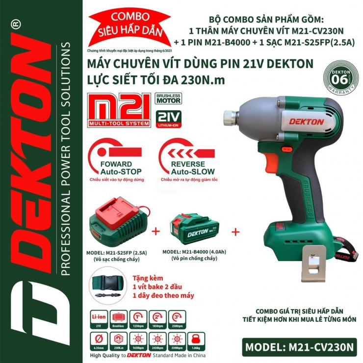 COMBO máy bắt vít chuyên bắn TÔN GỖ  DEKTON M21-CV230N chính hãng giá rẻ